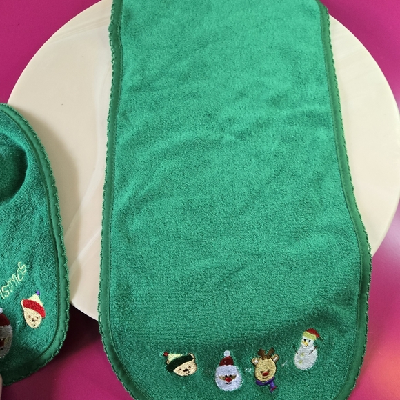 Baby Essentials Festive Green Bib and Burp Cloth Set - Picture 3 of 8